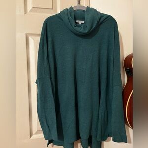 White Birch Teal Cowl Neck Sweater